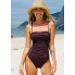  Жіночий суцільний купальник Cupshe Lurex Shirred Braided Tummy Control М Коричневий (9052)