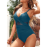  Жіночий суцільний купальник Cupshe Lurex Shirred Braided Tummy Control XL Синій (9053)