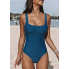  Жіночий суцільний купальник Cupshe Square Neck Wide Strap Swimsuit М Синій (9872)