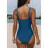  Жіночий суцільний купальник Cupshe Square Neck Wide Strap Swimsuit М Синій (9872)