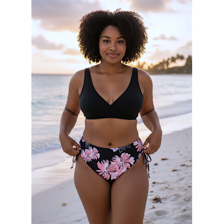 Женский купальник FS Tankini Yonique Women's Plus Size XL Floral Print Черный (8191) Женский купальник FS Tankini Yonique Women's Plus Size XL Floral Print Черный (8191)