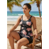  Жіночий купальник FS Tankini Yonique Women's Plus Size 2XL Floral Print Чорний (8190)