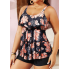  Жіночий купальник FS Tankini Yonique Women's Plus Size XL Floral Print Чорний (8186)