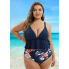 Роздільний купальник Cupshe V-Neck Ruffled Tankini & Floral Print 3XL Plus Size Синій (8334)