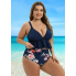 Роздільний купальник Cupshe V-Neck Ruffled Tankini & Floral Print 3XL Plus Size Синій (8334)