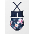 Роздільний купальник Cupshe V-Neck Ruffled Tankini & Floral Print 3XL Plus Size Синій (8334)