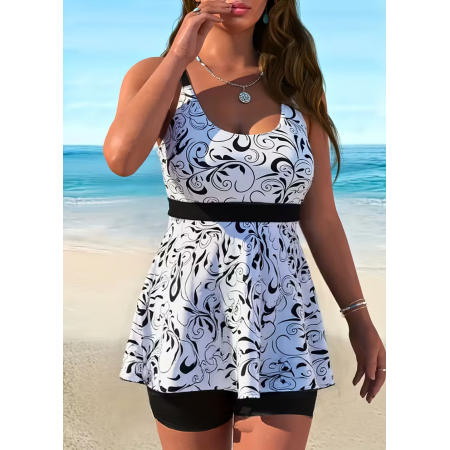 Женский купальник FS Tankini Yonique Women's Plus Size L Floral Print Белый (8350) Женский купальник FS Tankini Yonique Women's Plus Size L Floral Print Белый (8350)