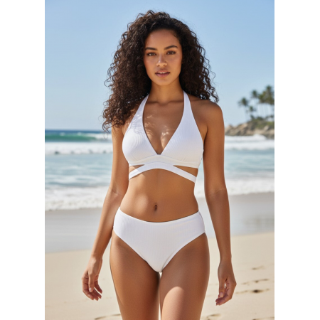 Жіночий купальник Cupshe Women's Mid-Rise Ribbed Triangle М Білий (8378) Жіночий купальник Cupshe Women's Mid-Rise Ribbed Triangle М Білий (8378)