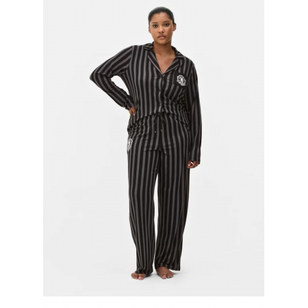 Піжама Primark Wednesday Striped Boyfriend XL Домашній комплект Чорний (8407)