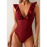  Жіночий суцільний купальник Cupshe Bikini М Бордовий (8426)