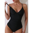  Жіночий суцільний купальник Cupshe V Neck Tummy Control М Чорний (8428)