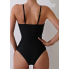  Жіночий суцільний купальник Cupshe V Neck Tummy Control М Чорний (8428)