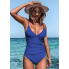  Жіночий суцільний купальник Cupshe V Neck Tummy Control L Синій (8429)