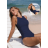  Жіночий суцільний купальник Cupshe Sapphire Open Back Tummy Control L з утяжкою Синій (8430)