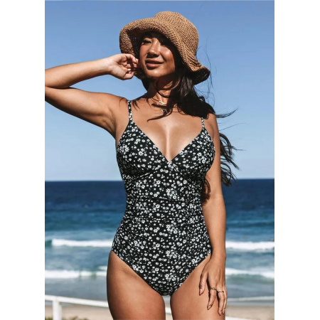 Жіночий суцільний купальник Cupshe V Neck Tummy Control L Чорно-білий (8438) Жіночий суцільний купальник Cupshe V Neck Tummy Control L Чорно-білий (8438)