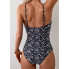  Жіночий суцільний купальник Cupshe V Neck Tummy Control L Чорно-білий (8438)