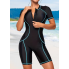  Жіночий спортивний купальник-комбінезон FS Jywmsc Women's Zip Front XL Чорний-блакитний (8446)