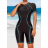  Жіночий спортивний купальник-комбінезон FS Jywmsc Women's Zip Front XL Чорний-блакитний (8446)