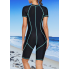  Жіночий спортивний купальник-комбінезон FS Jywmsc Women's Zip Front XL Чорний-блакитний (8446)