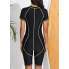  Жіночий спортивний купальник-комбінезон FS Jywmsc Women's Zip Front L Чорний-жовтий (8447)