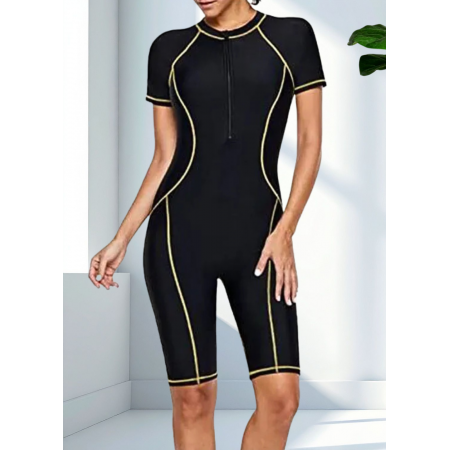 Жіночий спортивний купальник-комбінезон FS Jywmsc Women's Zip Front L Чорний-жовтий (8447) Жіночий спортивний купальник-комбінезон FS Jywmsc Women's Zip Front L Чорний-жовтий (8447)