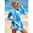  Жіночий суцільний купальник-сукня FS UNIQUEBELLA S Long Sleeve Синій (8449)