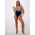 Суцільний купальник FS Leopard Criss Cross XXL Темно-синій (9903)