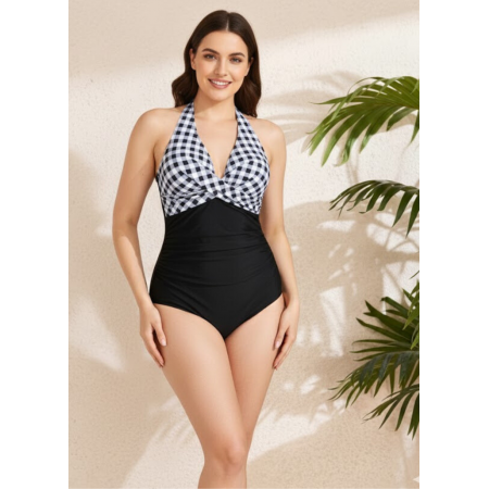 Суцільний купальник FS Flowy Abundant L з коригуючим ефектом Чорно-білий (8503)