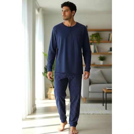 Чоловічий комплект для дому та сну Cornette men’s pajama L (48) Бавовняна піжама Синій (8030) Чоловічий комплект для дому та сну Cornette men’s pajama L (48) Бавовняна піжама Синій (8030)