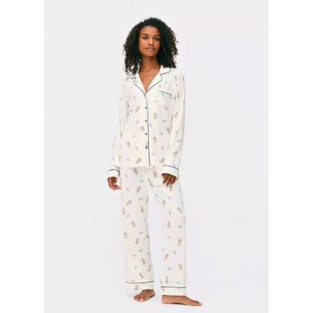 Піжама Primark Cosy Printed Boyfriend Pyjamas L Домашній комплект Молочний (8197)