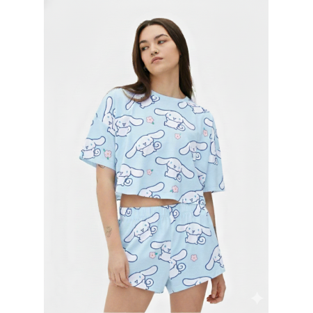 Жіноча Піжама Primark (кроп-топ та шорти) XXL для сну та дому Блакитний (8652) Жіноча Піжама Primark (кроп-топ та шорти) XXL для сну та дому Блакитний (8652)