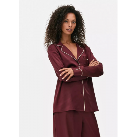 Сатинова пижамна рубашка Boyfriend Primark XS для дома и сна Бордовый (8679) Сатинова пижамна рубашка Boyfriend Primark XS для дома и сна Бордовый (8679)