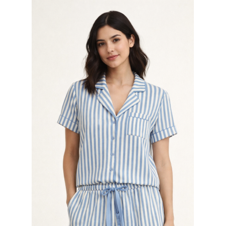 Сатиновая пижамная рубашка Boyfriend Primark XL для дома и сна Синий (8706) Сатиновая пижамная рубашка Boyfriend Primark XL для дома и сна Синий (8706)