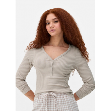 Піжамний лонгслів Primark Flannel Pyjama XL Верх піжами Для дому та сну Пісочний (8916)
