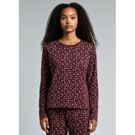 Домашній піжамний лонгслів Primark Long sleeve Pyjama M Для дому та сну Бордовий (9087) Домашній піжамний лонгслів Primark Long sleeve Pyjama M Для дому та сну Бордовий (9087)
