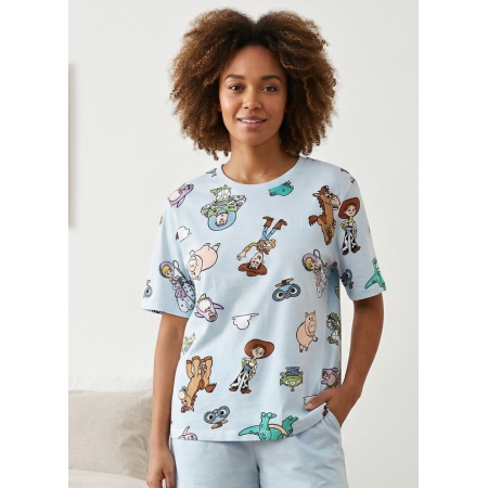 Піжамна жіноча футболка Primark Print М Бавовняна для сну та дому Блакитний (9248) Піжамна жіноча футболка Primark Print М Бавовняна для сну та дому Блакитний (9248)