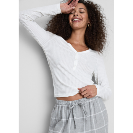 Піжамний лонгслів Primark Flannel Pyjama М Верх піжами Для дому та сну Молочний (8912)