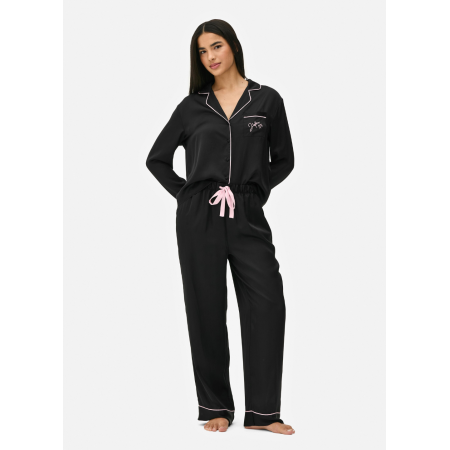 Сатиновый пижамный сет Boyfriend Primark L Домашний комплект Black (8225) Сатиновый пижамный сет Boyfriend Primark L Домашний комплект Black (8225)