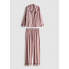 Жіноча Бавовняна Піжама Primark Striped Cotton Boyfriend Pyjamas XXL Комплект для дому та сну Бордовий (8240)