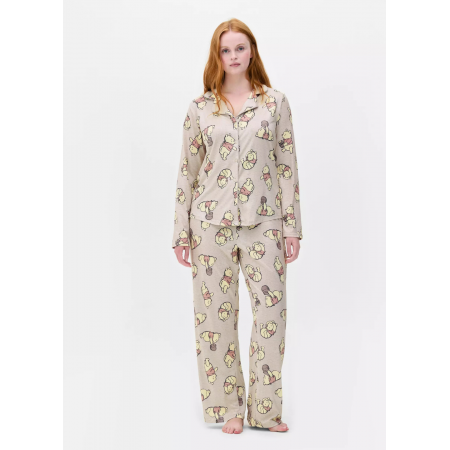 Піжама Primark Cosy Printed Boyfriend Pyjamas XS Домашній комплект Коричневий (8328)