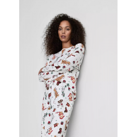 Хлопковый пижамный свитшот Primark Cotton Dog Print Family Christmas XS для дома и сна Белый (8550)